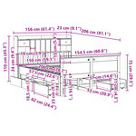 vidaXL Lit bibliothèque sans matelas 150x200 cm bois massif de pin