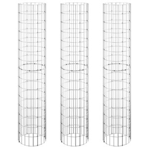 vidaXL Lit surélevé à gabion circulaire 3Pièces Acier galvanisé Ø30x150cm