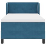 Lit à ressorts VidaXL avec un matelas bleu foncé 90x190 cm en velours