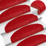 vidaXL Tapis d'escalier 30 pièces 65 x 21 x 4 cm Rouge Demi-rond Grand