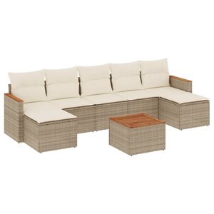 vidaXL Salon de jardin avec coussins 8 Pièces beige résine tressée
