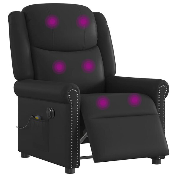 vidaXL Fauteuil massage inclinable électrique noir brillant similicuir