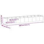 vidaXL Jardinière 360x80x40 cm acier inoxydable