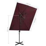 vidaXL Parasol déporté à double toit Rouge bordeaux 250x250 cm