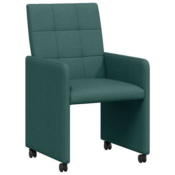 vidaXL Chaises de Salle à Manger avec Roues 2 pc tissu Vert foncé