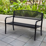 Banc 3 places de jardin terrasse style contemporain 127L x 60l x 87H cm métal époxy anticorrosion noir