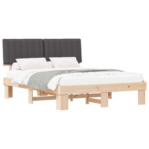 vidaXL Cadre de lit avec tête de lit rembourrée Gris foncé