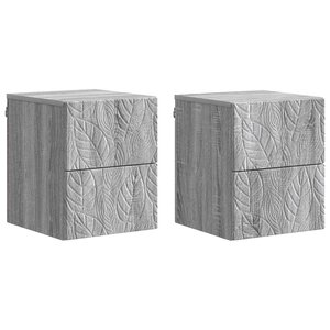 vidaXL Cabinet de chevet mural 2 Pièces Sonoma gris 34 5 x 33 x 40 cm