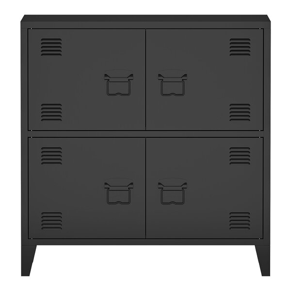 Armoire de bureau casier de bureau meuble de rangement pour salon bureau chambre atelier métallique à 4 portes acier 82 x 80 x 40 cm noir 03_0006327