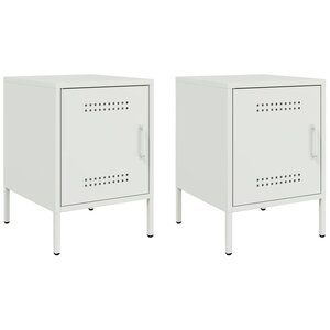 vidaXL Tables de chevet 2 Pièces blanc 36x39x50 5 cm acier