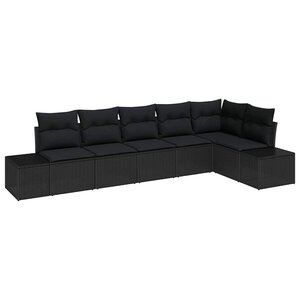 vidaXL Ensemble de canapé de jardin avec coussin 6 Pièces Noir