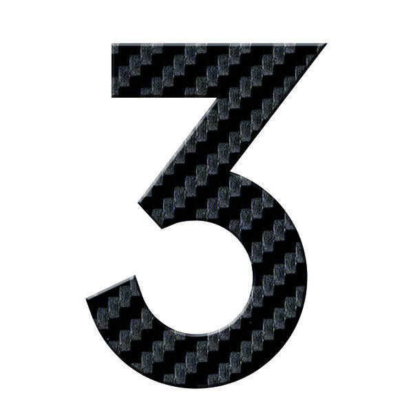 Numéro 3-Numéro adhésif pour boîtes aux lettres - Vinyle épais texturé, hauteur 50 mm - Carbone