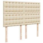 vidaXL Sommier à lattes de lit avec matelas Crème 140x190 cm Tissu