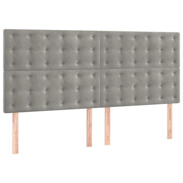 vidaXL Têtes de lit 4 Pièces Gris clair 100x5x78/88 cm Velours