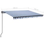 vidaXL Auvent automatique capteur de vent et LED 3x2 5 m Bleu et blanc