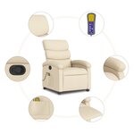 vidaXL Fauteuil de massage inclinable Crème Tissu