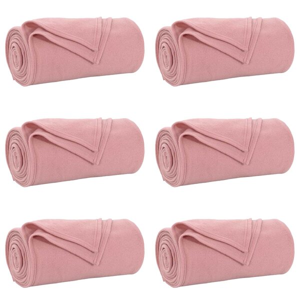 vidaXL Couvertures à jeter 6 Pièces Rose 240 x 220 cm Toison