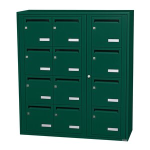 Bloc collectif Leabox 3x4 grade 3 simple face intérieur fixation murale vert mousse ral 6005 finition brillante