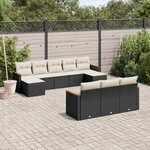 vidaXL Salon de jardin 10 Pièces avec coussins noir résine tressée