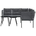 vidaXL Ensemble de canapés de jardin et coussins noir acier textilène