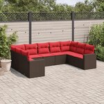 vidaXL Salon de jardin avec coussins 9 Pièces marron résine tressée