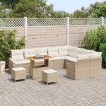 vidaXL Ensemble de canapé de jardin 12 Pièces Beige Poly rotin