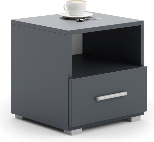 Table de chevet Emi gris - poignée aluminium