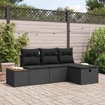 vidaXL Ensemble de canapé de jardin avec coussin 4 Pièces Noir polyrotin