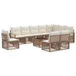 vidaXL Ensemble de canapé de jardin 11 Pièces Beige polyrotin