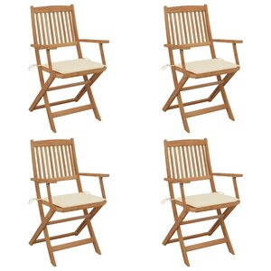 vidaXL Chaises pliables de jardin lot de 4 avec coussins Bois d'acacia