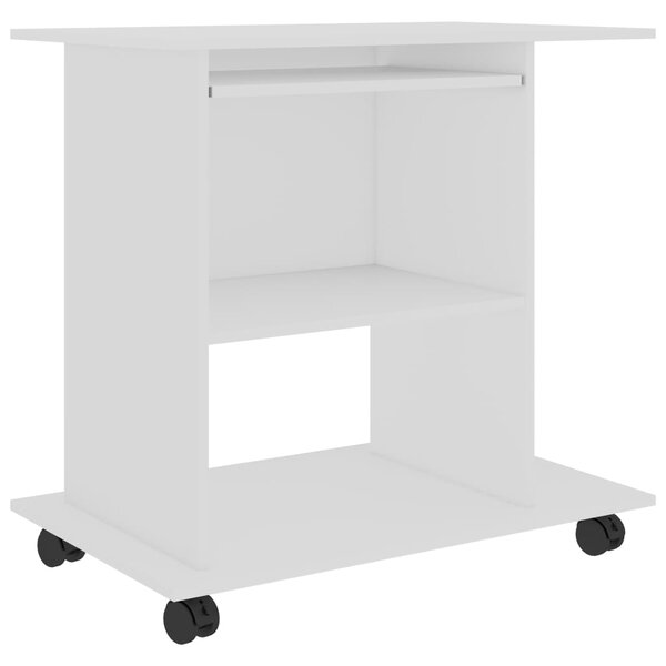 Bureau table poste de travail meuble d'ordinateur informatique étude d'ordinateur 80 x 50 x 75 cm bois d'ingénierie blanc 02_0023717