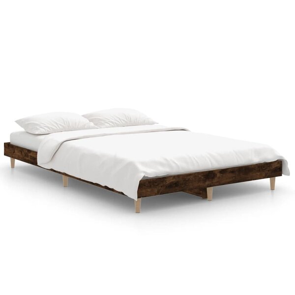 vidaXL Cadre de lit chêne fumé 120x190 cm bois d'ingénierie