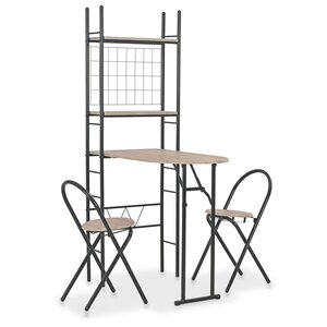 vidaXL Ensemble à dîner pliant 3 Pièces et étagère de rangement MDF acier