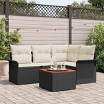 vidaXL Ensemble de canapé de jardin 5 Pièces Noir Poly rotin