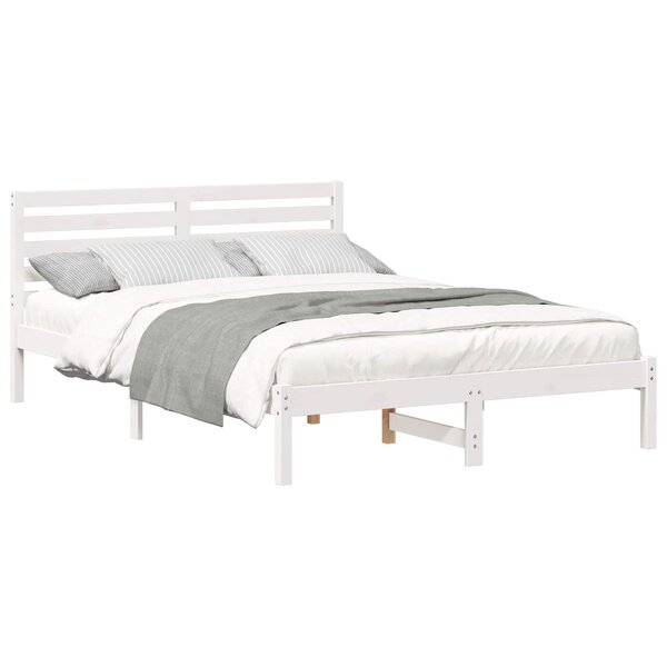 vidaXL Cadre de lit avec tête de lit Blanc 140 x 220 cm Pin massif