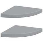 vidaXL Étagères d'angle flottantes 2 Pièces gris 35x35x3 8 cm MDF