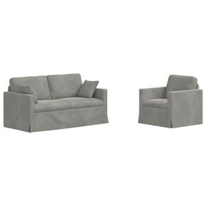 vidaXL Ensemble de Canapés 2 pc Gris clair Velours
