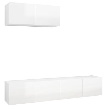 vidaXL Meubles TV 3 Pièces Blanc brillant Aggloméré