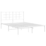 vidaXL Cadre de lit métal avec tête de lit blanc 135x190 cm