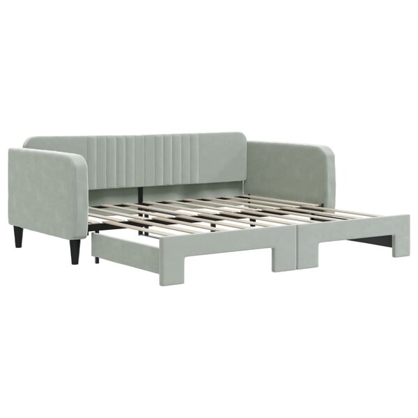 vidaXL Lit de jour avec lit gigogne gris clair 100x190 cm velours