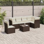 vidaXL Salon de jardin avec coussins 6 Pièces marron résine tressée