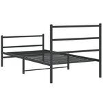 vidaXL Cadre de lit métal avec tête de lit/pied de lit noir 107x203 cm