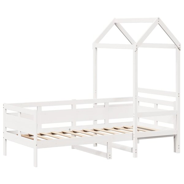 vidaXL Lit de jour avec toit blanc 90x190 cm bois de pin massif