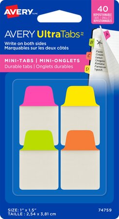 Mini onglets/marque-pages adhésifs 25,4 mm