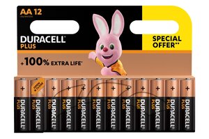 Duracell pack de 12 piles alcalines aa plus  1 5v lr06