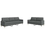 vidaXL Ensemble de canapés 2 Pièces gris foncé tissu