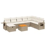 vidaXL Salon de jardin avec coussins 9 Pièces beige résine tressée