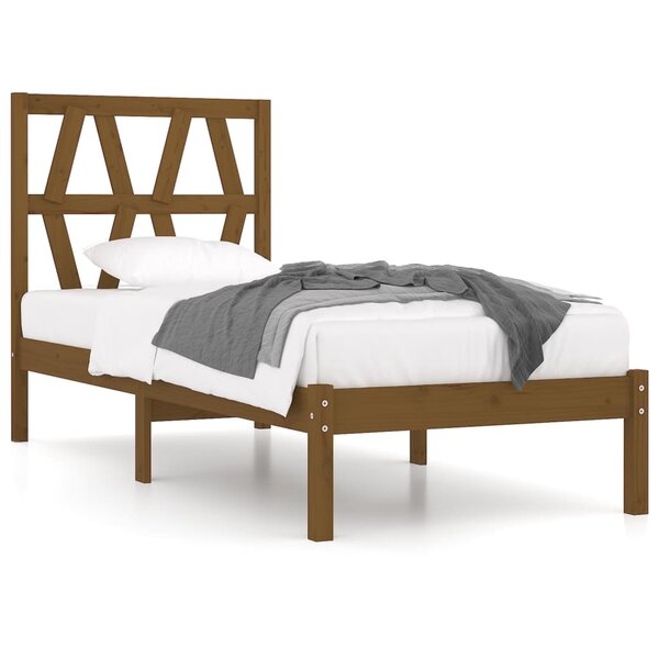 vidaXL Cadre de lit Marron miel Bois de pin massif 100x200 cm