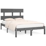 vidaXL Cadre de lit Gris Bois massif 140x190 cm