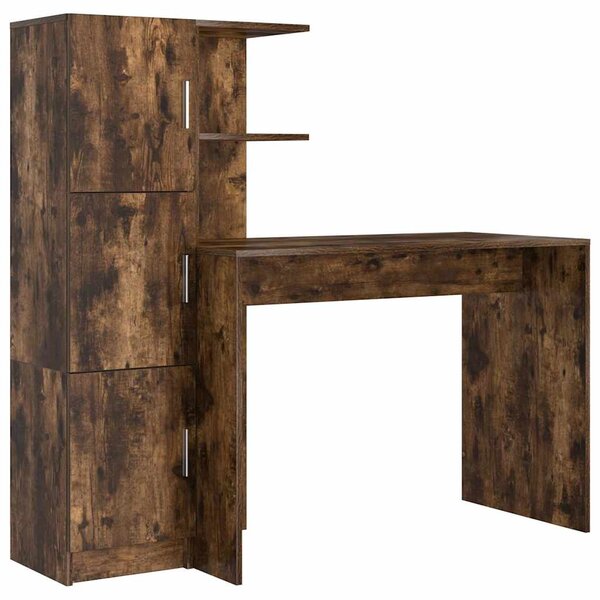 vidaXL Bureau avec rangement Chêne fumé Bois d'ingénierie